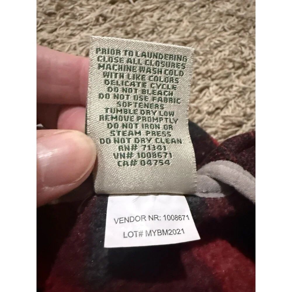 L.L. Bean Buffalo Plaid Dog Jacket XL Red Black Fleece Sweater Coat 302833